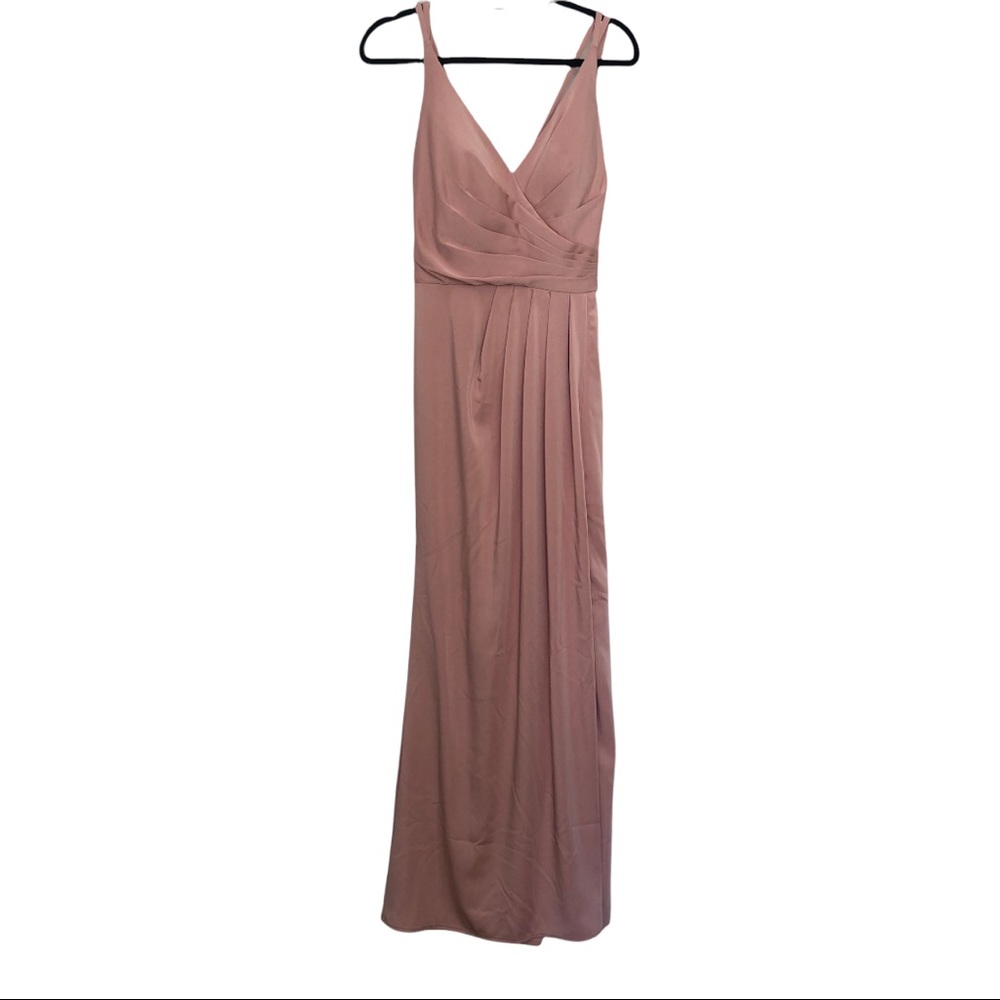 Formal long dress with slit and matching shawl- Peachy mauve color